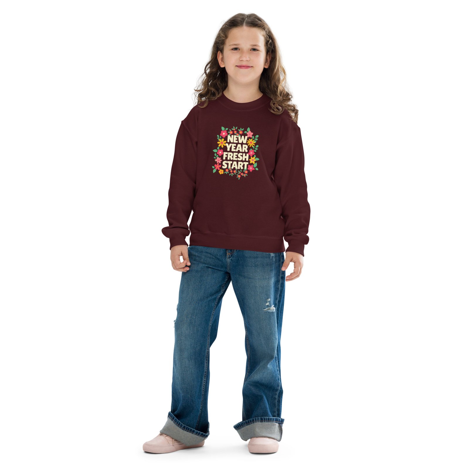 New Year Fresh Start – Kids Crewneck Sweatshirt - Image 6