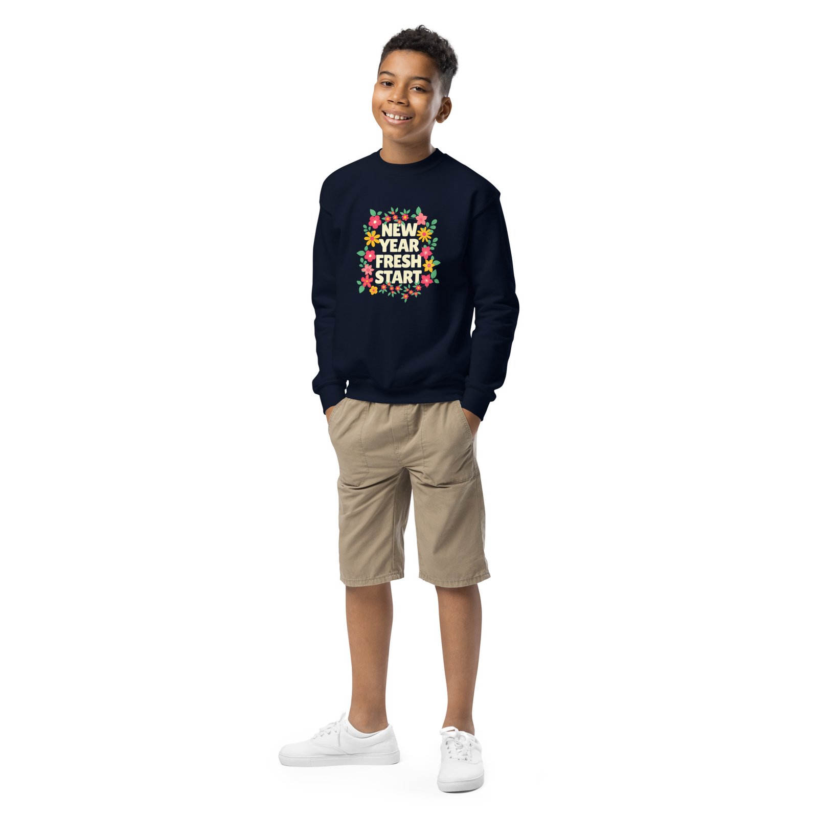 New Year Fresh Start – Kids Crewneck Sweatshirt - Image 3