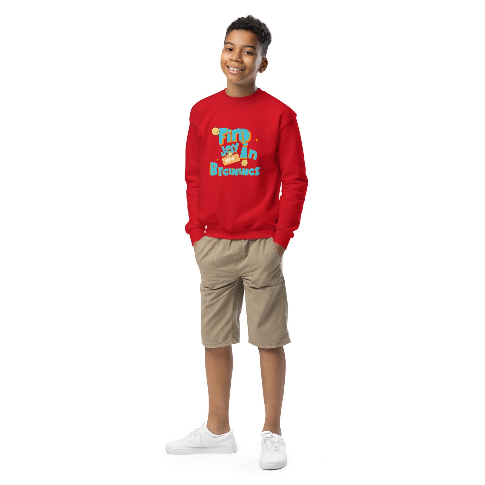 Find Joy in New Beginnings – Kids Crewneck Sweatshirt