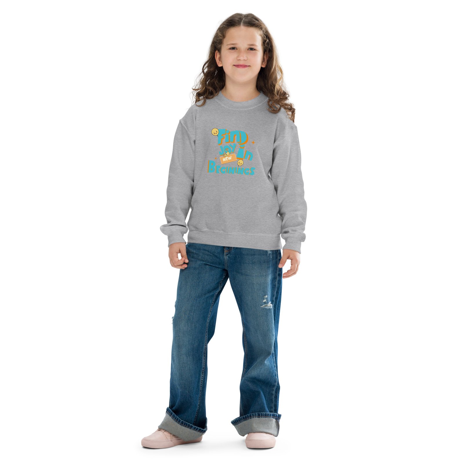 Find Joy in New Beginnings – Kids Crewneck Sweatshirt - Image 5